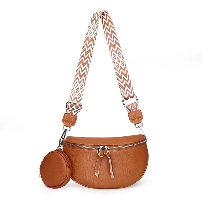 Bolso bandolera de piel de vaca de lujo para mujer con monedero