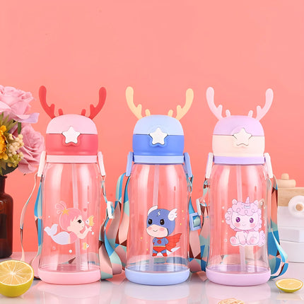 600ml Cartoon Antler Sippy Cup for Kids