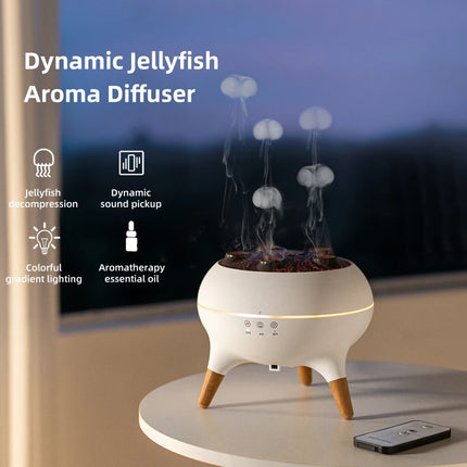 Humidificateur et diffuseur d'arômes en forme de méduse avec lampe de nuit