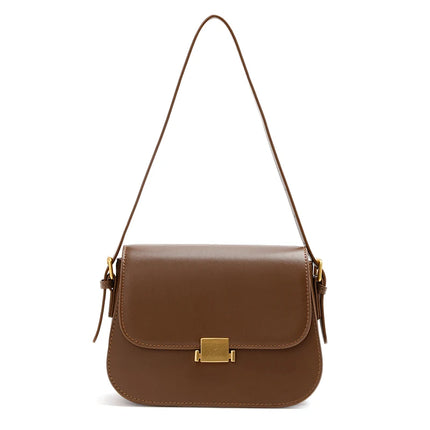 Bolso de hombro cuadrado retro elegante para mujer: bolso de mano de piel de vaca ajustable