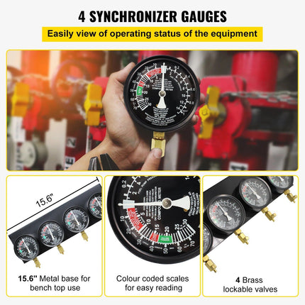 Fuel Vacuum Carburetor Sync & Diagnostic Gauge Set - Wnkrs