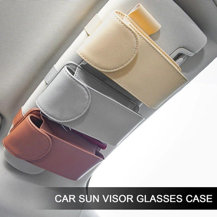 Leather Sun Visor Glasses and Card Organizer for Cars - Wnkrs