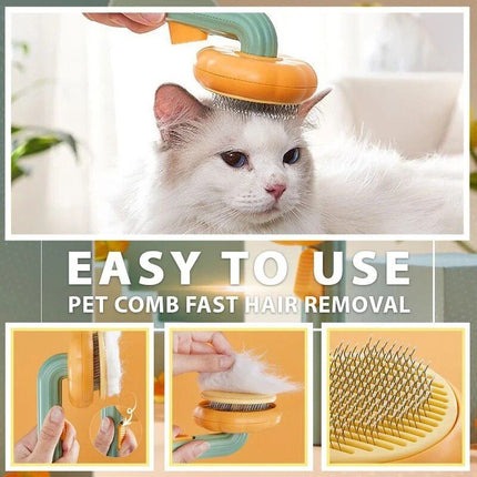 Pumpkin Cat & Dog Grooming Brush – Self-Cleaning, Tangle-Free Pet Hair Remover Comb - Wnkrs