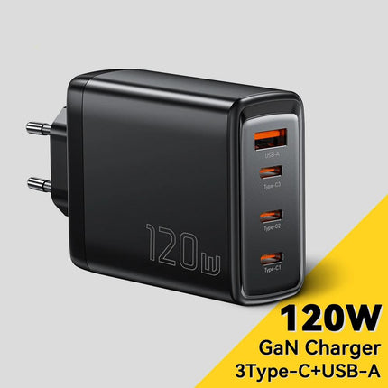 120W GaN USB-C Fast Charger with 4 Ports for Laptops, Phones & Tablets