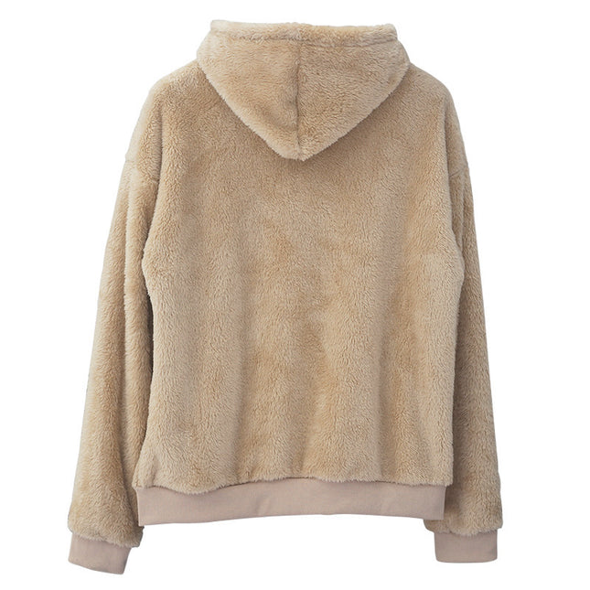 Sudadera con capucha de terciopelo de doble cara para hombre, estilo afelpado, con bolsillos
