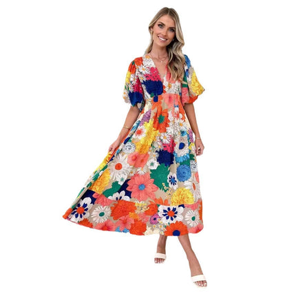 Vestido de verano con estampado nuevo y temperamento para mujer