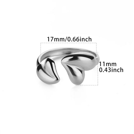 Bague ajustable en acier inoxydable en forme de cœur