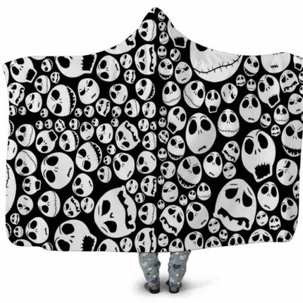 Hooded Blanket Cloak 3D Digital Printing Nap Blanket Skull - Wnkrs