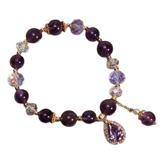 Enchanting Natural Amethyst and Water Drop Pendant Bracelet - Wnkrs