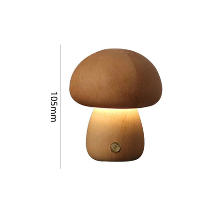 Charming Touch-Control LED Mushroom Night Light - Wooden Bedside Lamp with USB Charging - Wnkrs