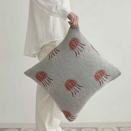 Housse de coussin en coton tricoté à motif de méduses élégantes