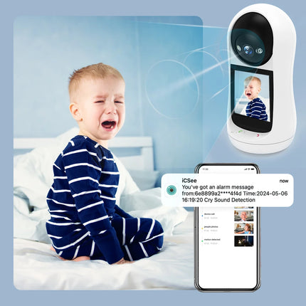 3MP PTZ WiFi Camera Baby Monitor with 2.8” IPS Screen & Cry Detection