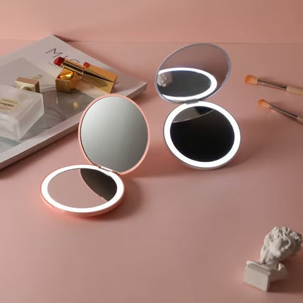 Miroir de maquillage pliable à lumière LED