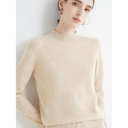 Jersey de cuello alto de lana merino de lujo para mujer