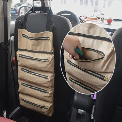 Canvas Car Seat Organizer - Foldable Storage Bag for Auto Accessories - Wnkrs