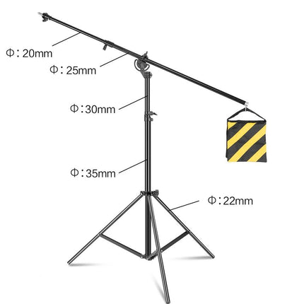 4M Adjustable Photography Studio Light Stand with Cantilever & Sandbag - Wnkrs