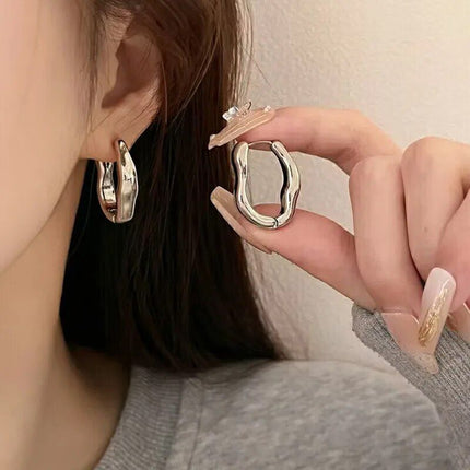 Luxurious Stainless Steel Geometric Hoop Earrings for Women - Wnkrs