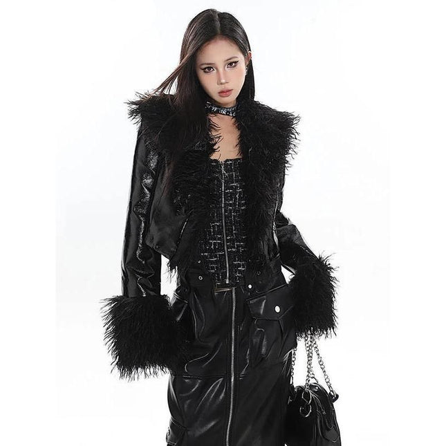 Chic Jacket with Plush Collar