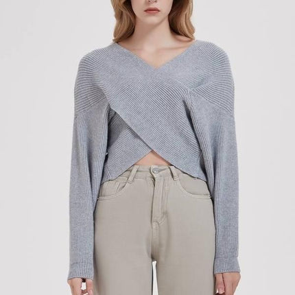 Cross V-neck Knitted Sweater