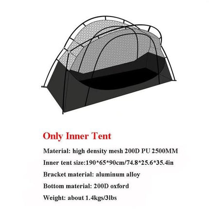 Lightweight Single Person Outdoor Camping Bed Tent with Mosquito Net and Aluminum Poles - Wnkrs