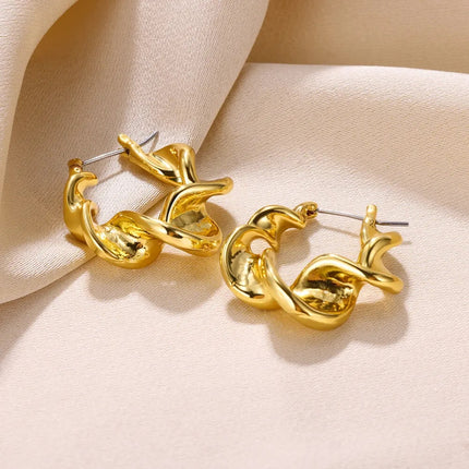 Gold Color Stainless Steel Hoop Earrings