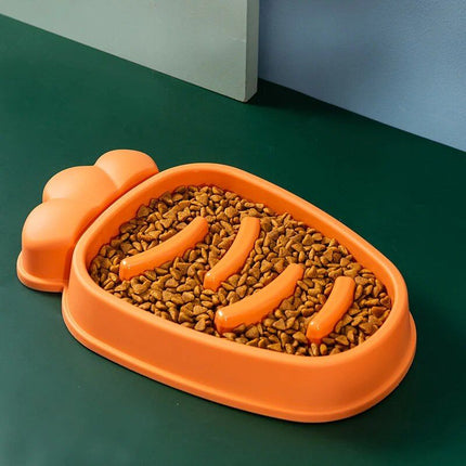 Carrot Design Anti-Choke Slow Feeder Bowl for Cats and Dogs - Wnkrs