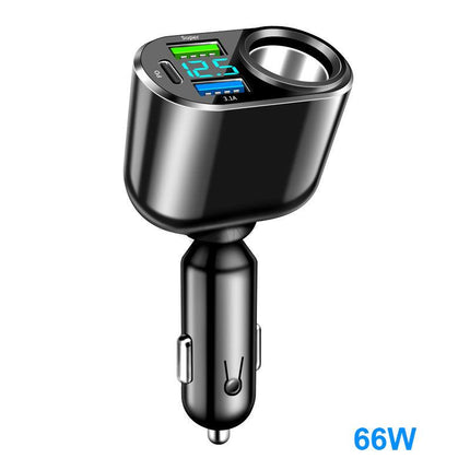 Chargeur de voiture double USB QC3.0 66 W avec affichage LED et charge rapide