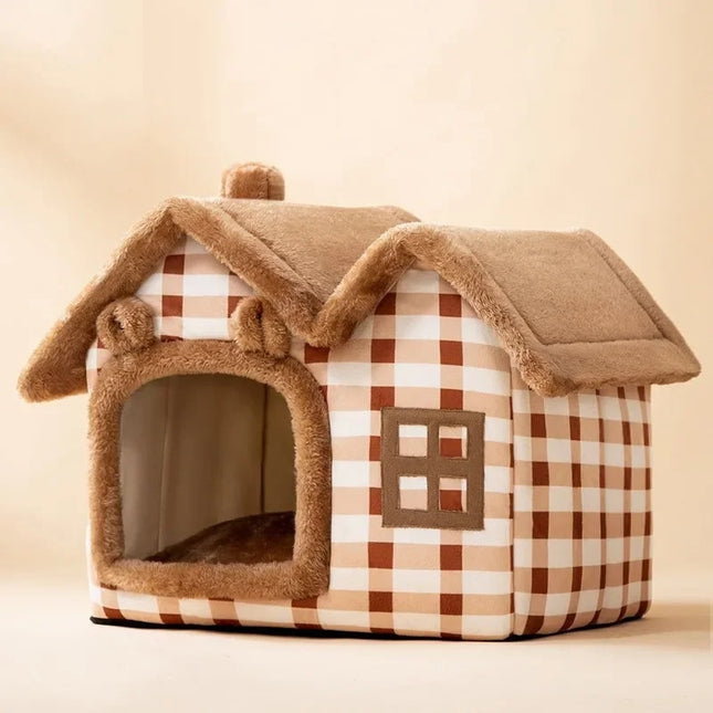 Foldable Winter Warm Cat House: Bed for Small Pets