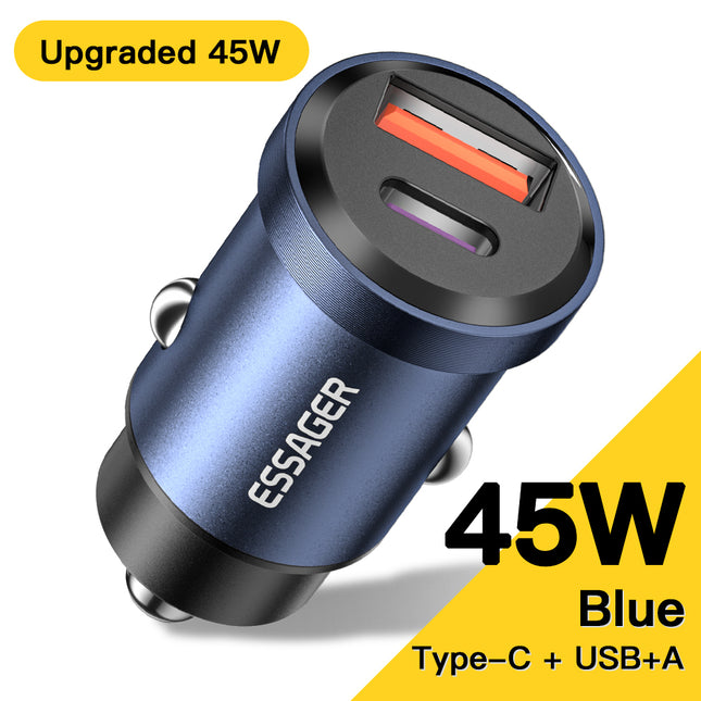 Cargador USB para coche de 30 W/45 W con carga rápida 4.0 y puertos USB-A y USB-C