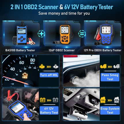 Pro 2-in-1 OBD2 Scanner and Battery Tester for Enhanced Vehicle Diagnostics - Wnkrs