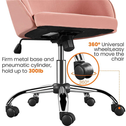 Pink Velvet Adjustable Swivel Office Chair - Wnkrs