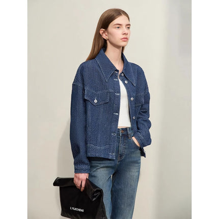 Manteau en jean minimaliste - Veste d'automne courte et ample