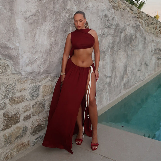 Robe courte à lacets et pull sans manches
