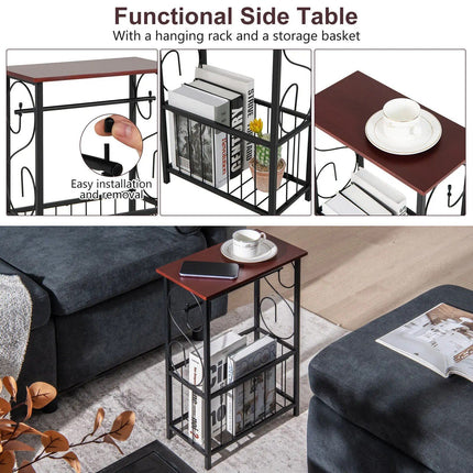 Modern Narrow Side Sofa Table with Removable Paper Holder - Wnkrs