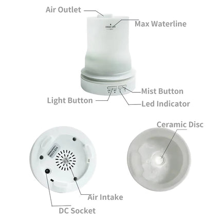 Ceramic Ultrasonic Essential Oil Diffuser with Timer and Night Light