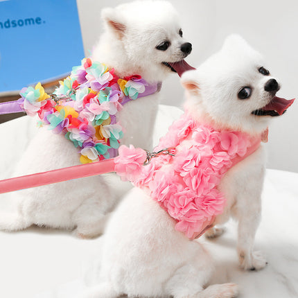 Floral Dog Harness and Leash Set - Stylish and Comfortable Pet Accessories