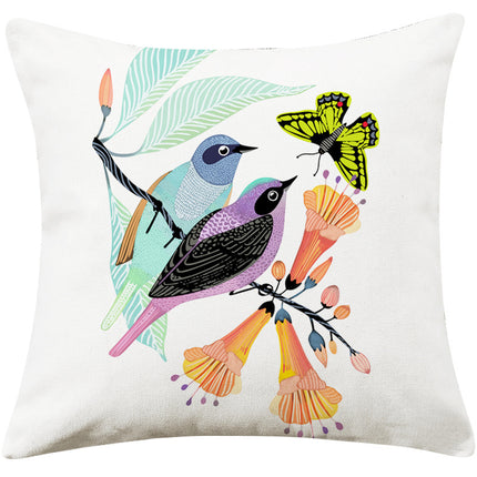 Country Pastoral Flower And Bird Cushion Cotton And Linen Pillowcase - Wnkrs