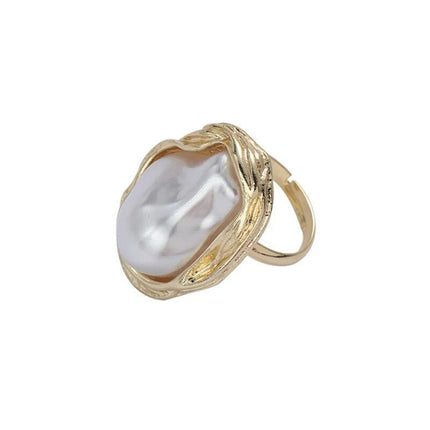 Chic French Vintage Pearl Ring: Trendy Adjustable Design - Wnkrs