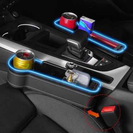 LED Illuminated Car Seat Gap Organizer with Dual USB Charger - Wnkrs