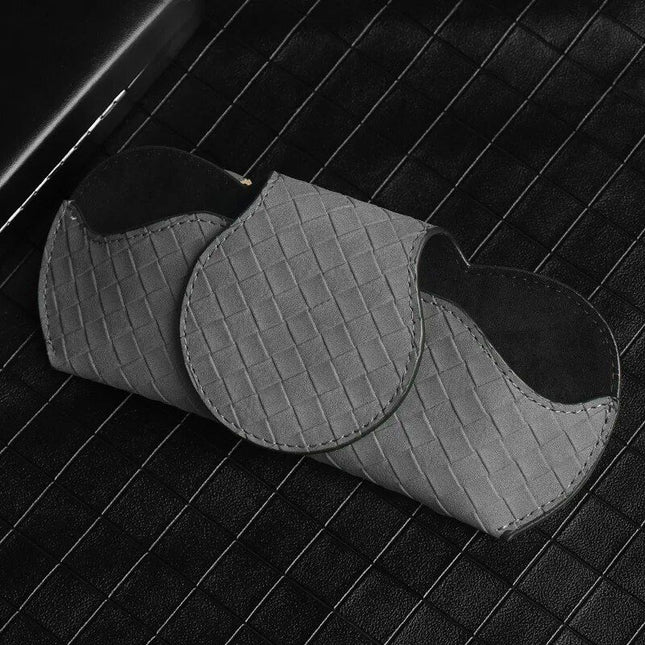 Plush Plaid Leather Car Sunglasses Holder - Wnkrs