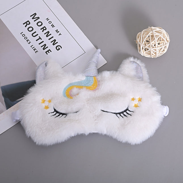 Masque pour les yeux en peluche licorne à paillettes