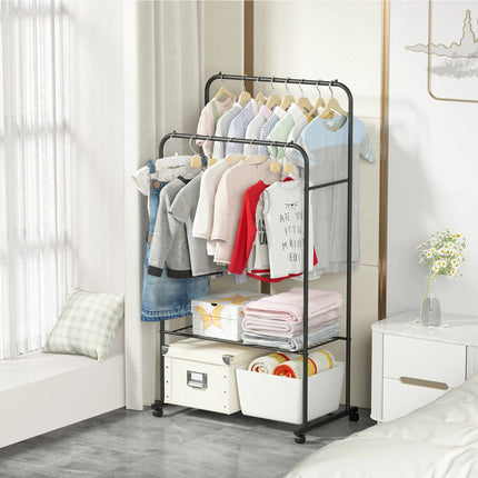 Double Rail Clothes Rack with Shoe Storage - Wnkrs