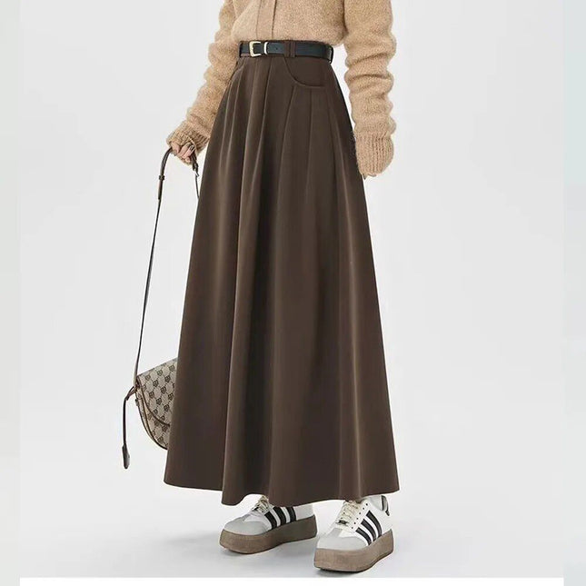Jupe longue plissée taille haute élégante pour femme