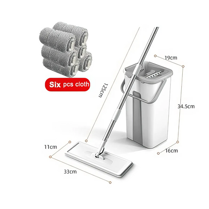 Balai plat mains libres avec seau rotatif – Solution de nettoyage sans effort