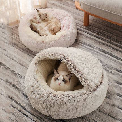 Cómoda cama redonda de felpa para gatos