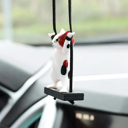 Cute Cat on Branch Car Rearview Mirror Pendant - Wnkrs