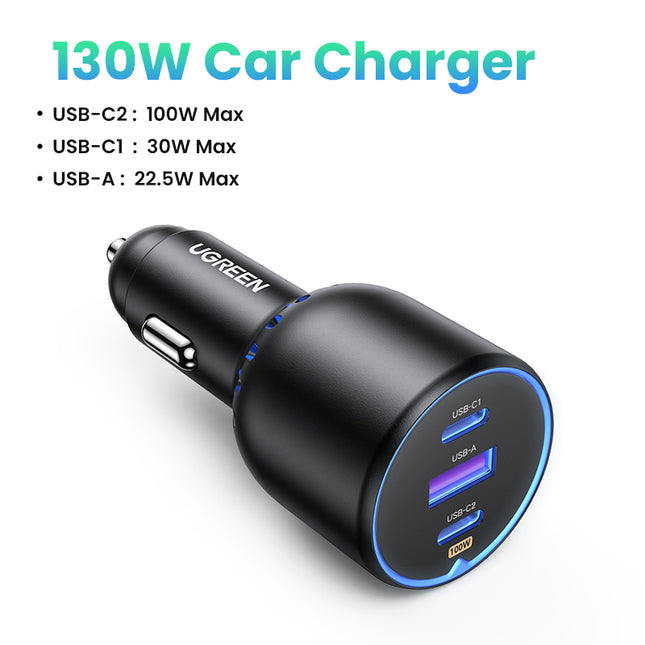 Cargador de coche USB-C de 130 W para una carga rápida y eficiente