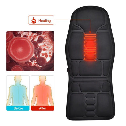 Electric Massage Chair Cushion with Heat & Vibration for Car, Home, and Office - Wnkrs