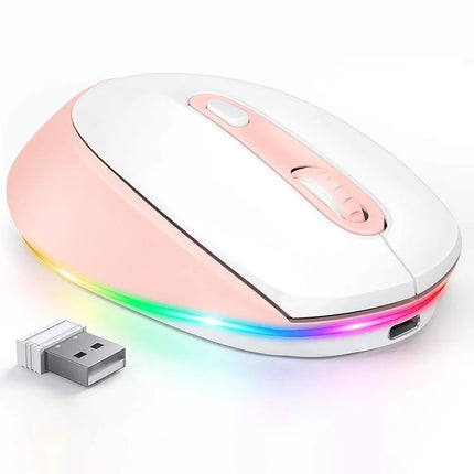 Wireless Rechargeable Mouse with LED Rainbow Lights