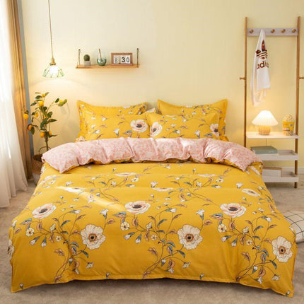 Cover Set Bed Cotton Quilt Bedsheet Bedding Duvet Fitted - Wnkrs